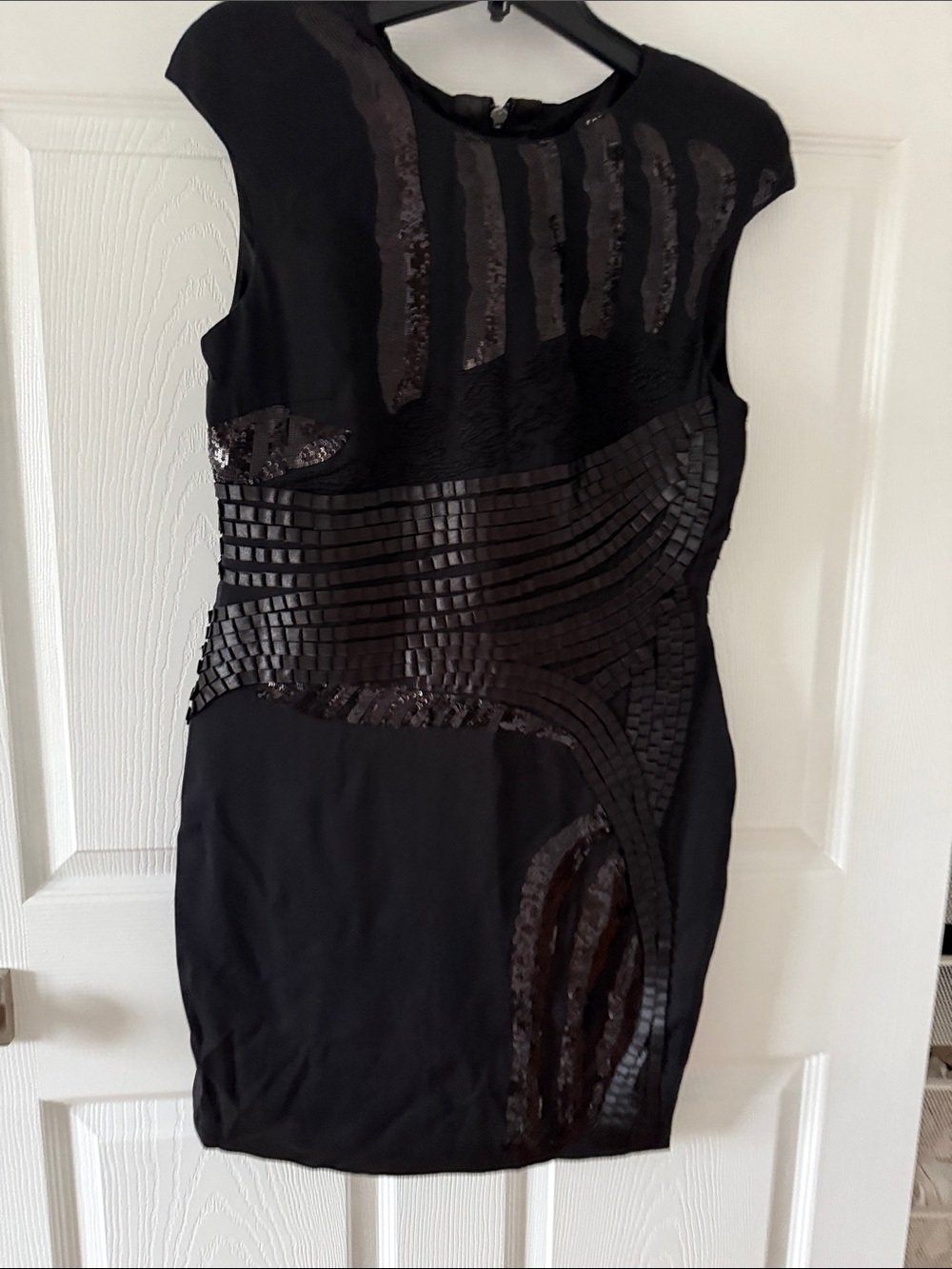 Robert Rodriguez Black Sequin & Panel Mini Dress